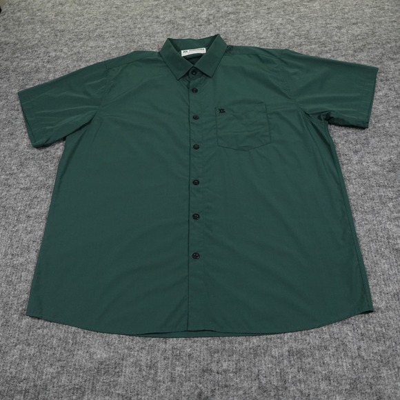 Dixxon Shirt Mens 3XL Green Button Up Performance Bamboo Blend DLUX Short Sleeve - Picture 1 of 13